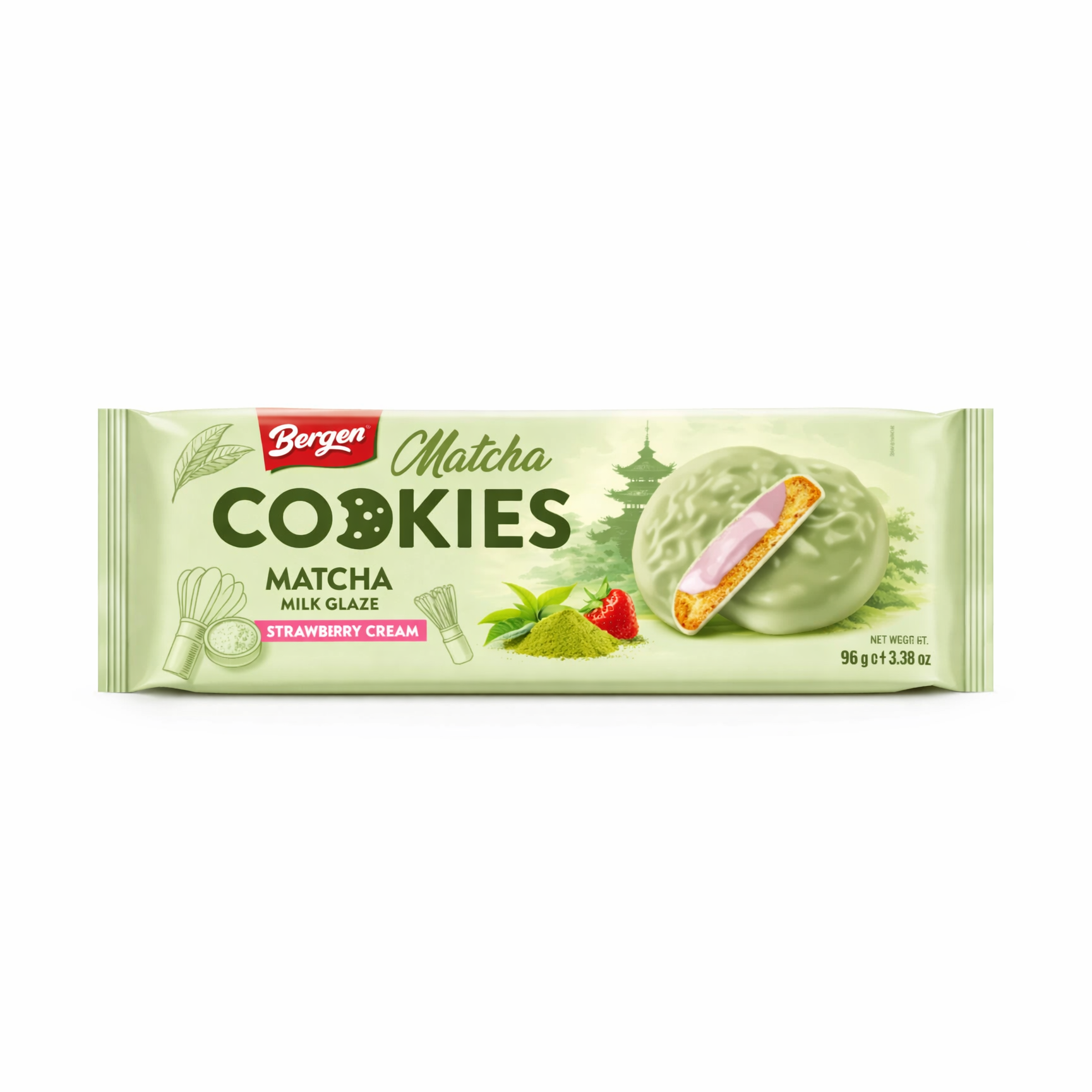 Bergen Matcha Cookies Strawberry Cream - My American Shop