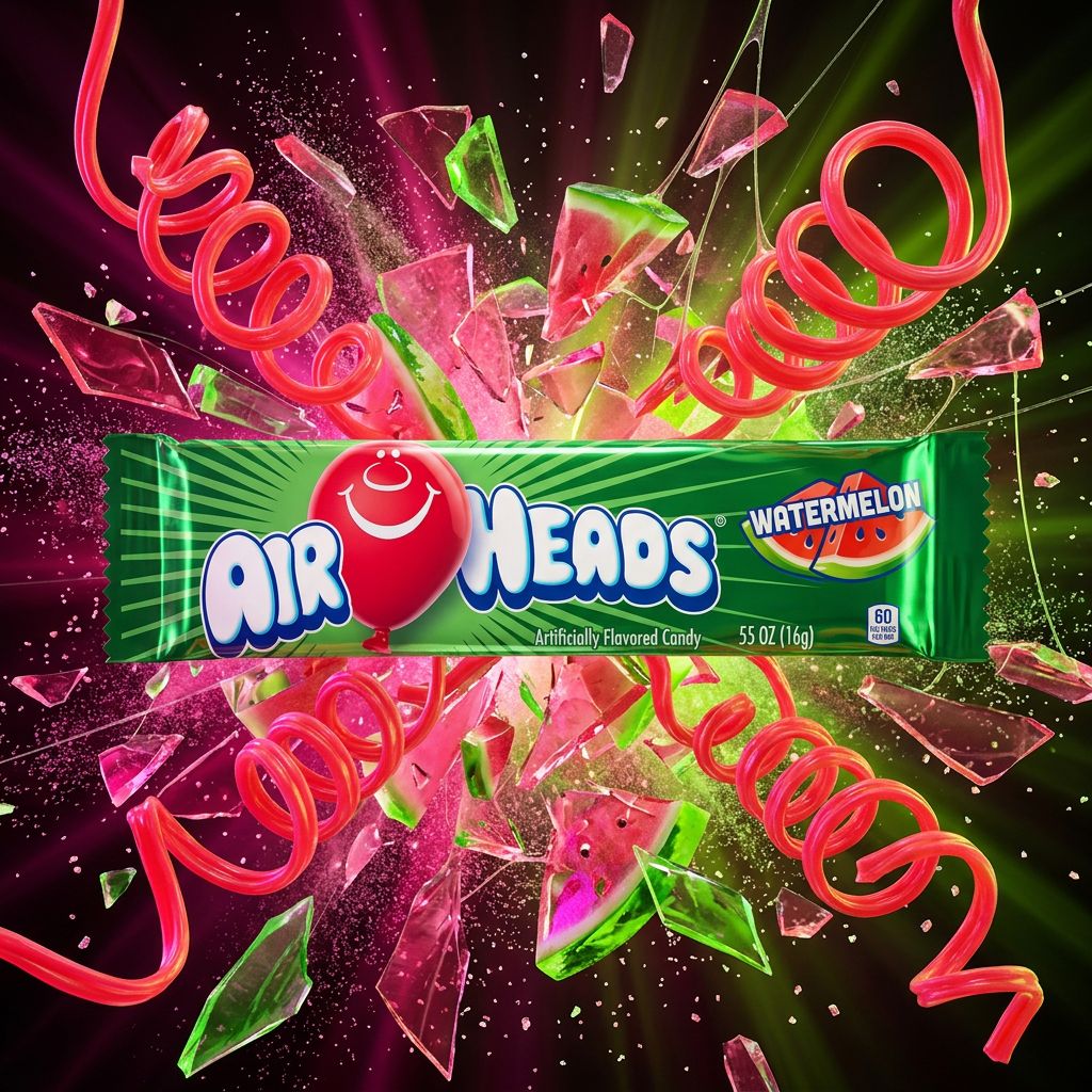 Air Heads Watermelon, barre bonbon américain saveur pastèque, format individuel, importé des USA, disponible sur My American Shop