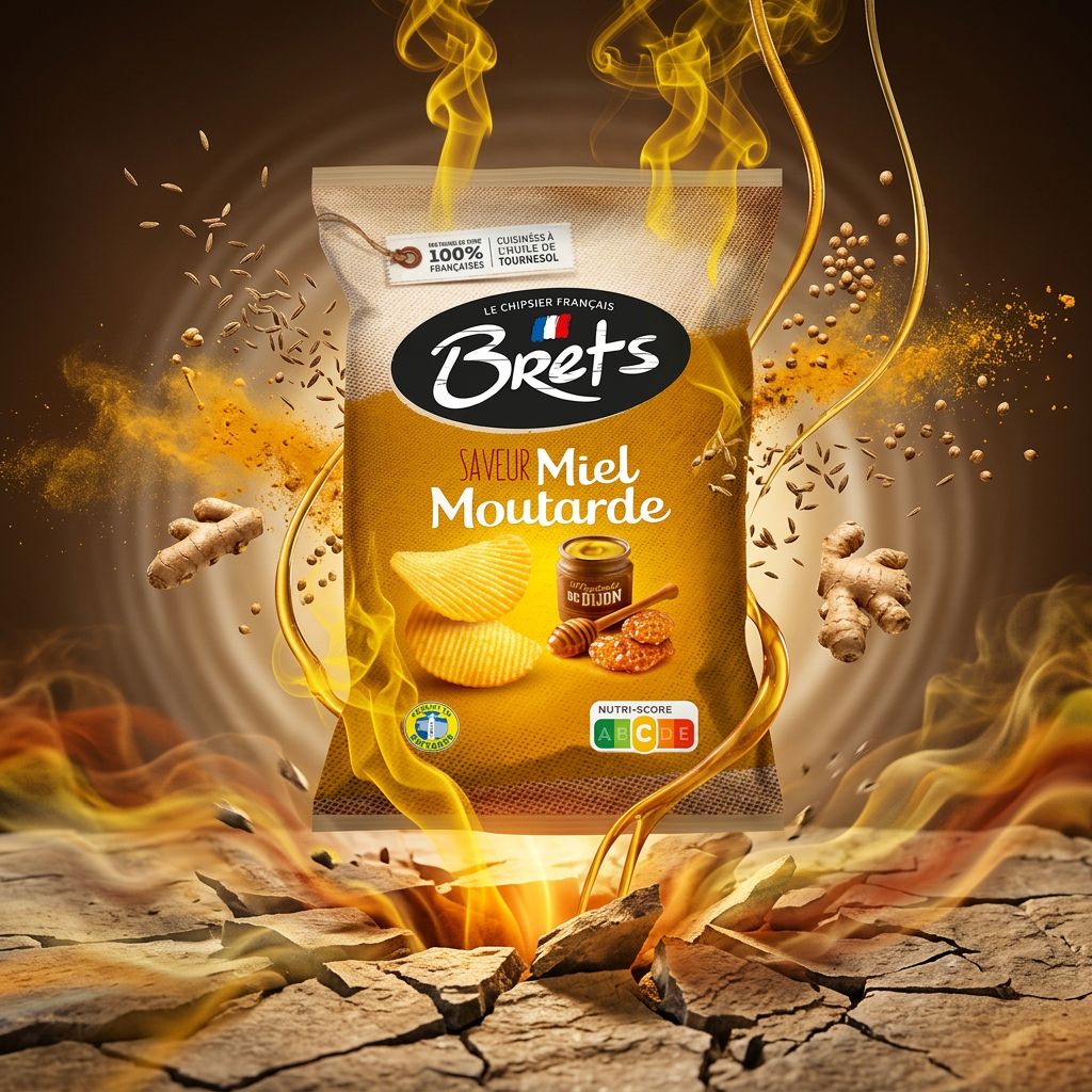 Chips Brets Flavour Honey Mustard miel moutarde et épices, snack français croustillant, disponible sur My American Shop