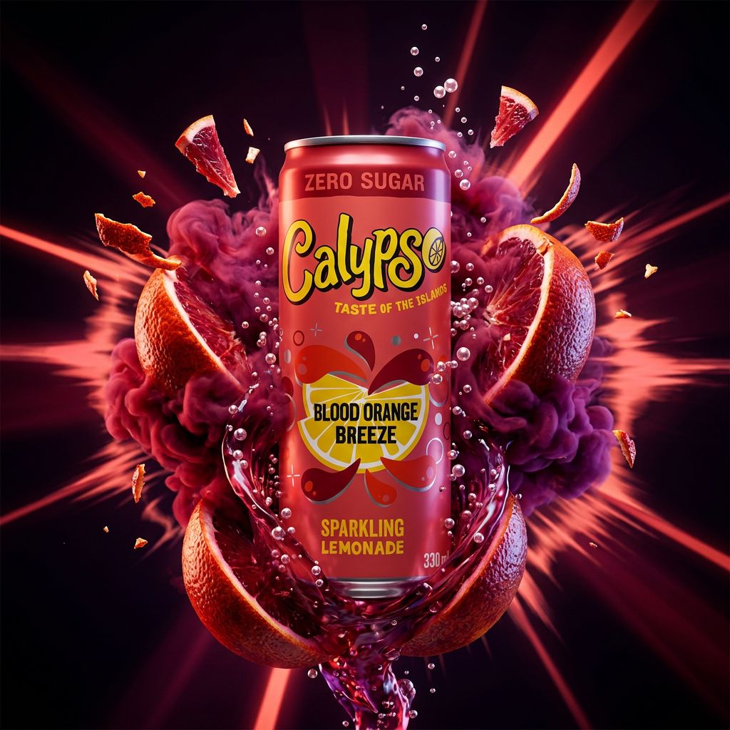 Calypso Sparkling Lemonade Blood Orange Breeze Zero Sugar, limonade pétillante américaine sans sucre, disponible sur My American Shop