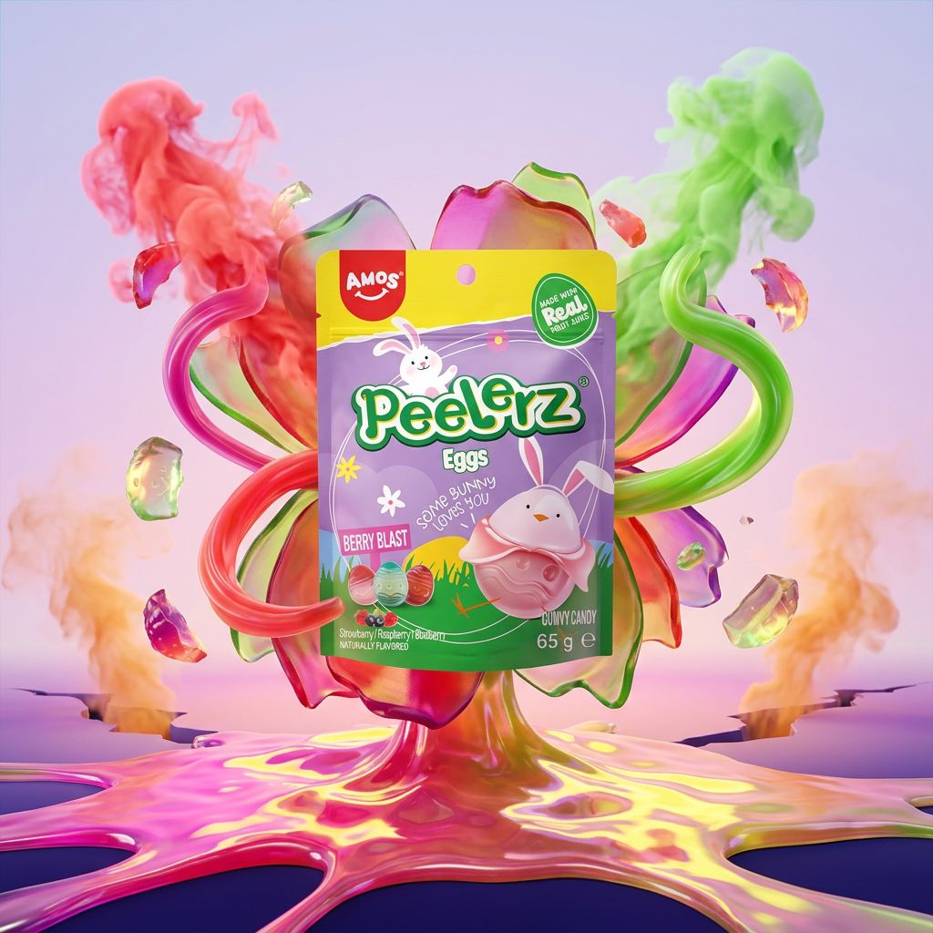 Candy Amos Peelerz Gummy Eggs de Paques, saveurs pomme et fraise, bonbons americains a peler, disponible sur My American Shop