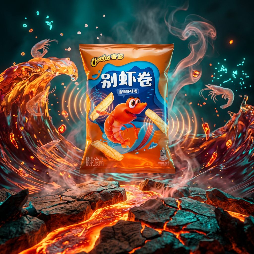 Cheetos Spicy Shrimp Flavored Rolls, snack croquant saveur crevette épicée, format tubulaire importé, disponible sur My American Shop