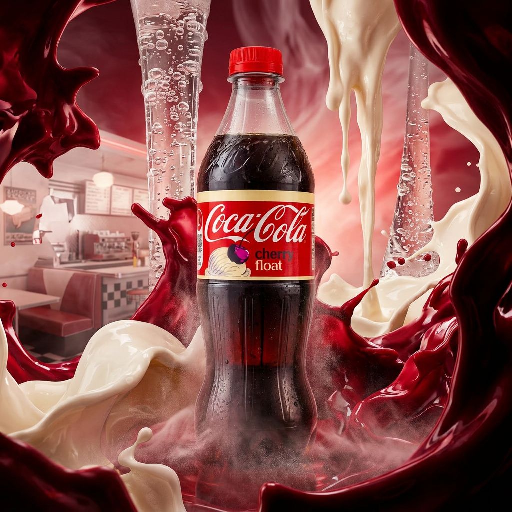 Coca-Cola Cherry Float en canette, saveur cerise et vanille crémeuse, importé des États-Unis, disponible sur My American Shop