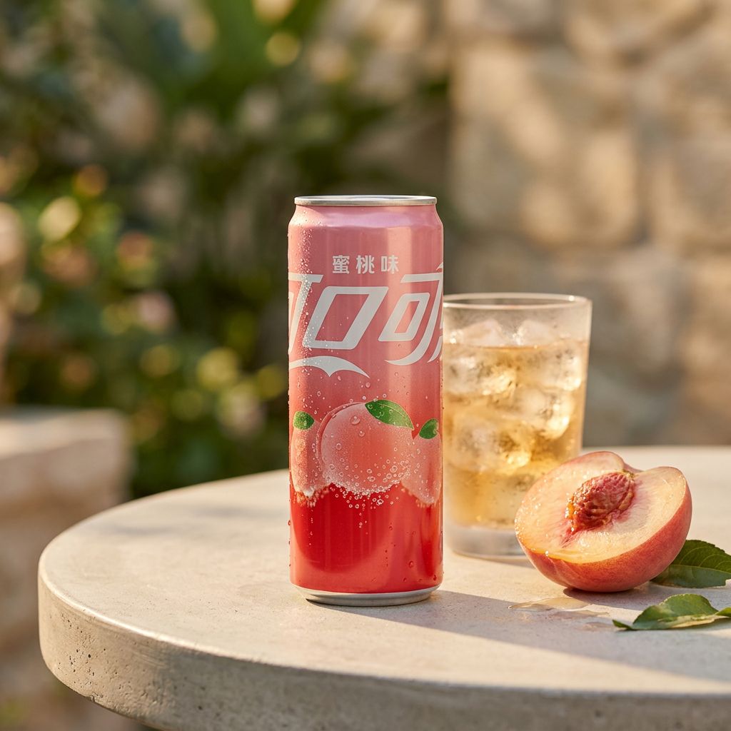Coca-Cola China Peach, soda pêche édition limitée en canette, exclusivité marché chinois, disponible sur My American Shop