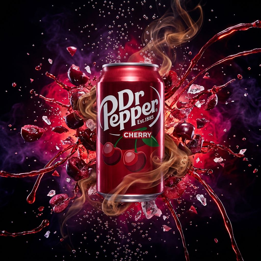 Dr Pepper Cherry, soda américain aromatisé cerise en canette 355ml, importé des États-Unis, disponible sur My American Shop