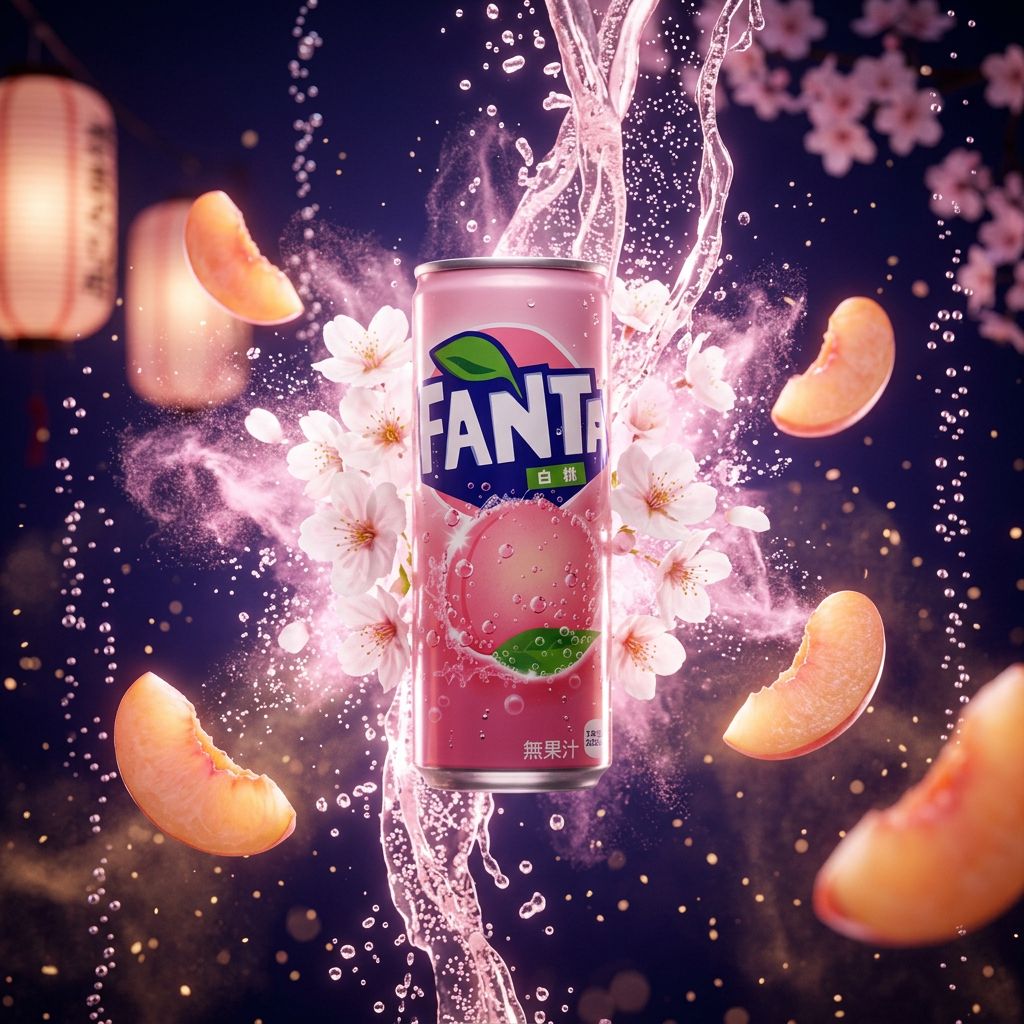 Fanta Japan White Peach Big, soda japonais pêche blanche grand format importé du Japon, disponible sur My American Shop