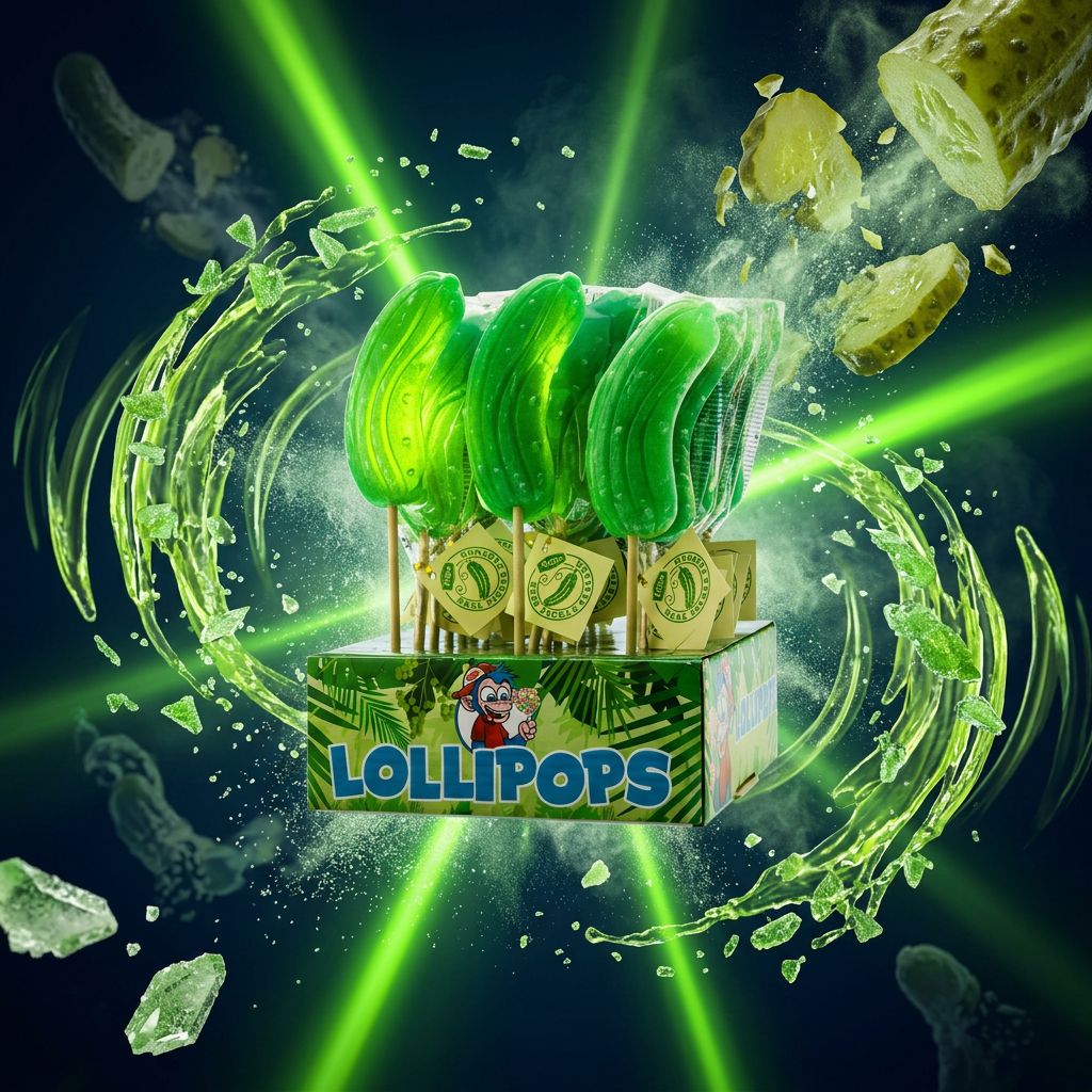 Felko Pickle Pop, bonbon stick acidulé goût cornichon, importé, vendu à l'unité, disponible sur My American Shop