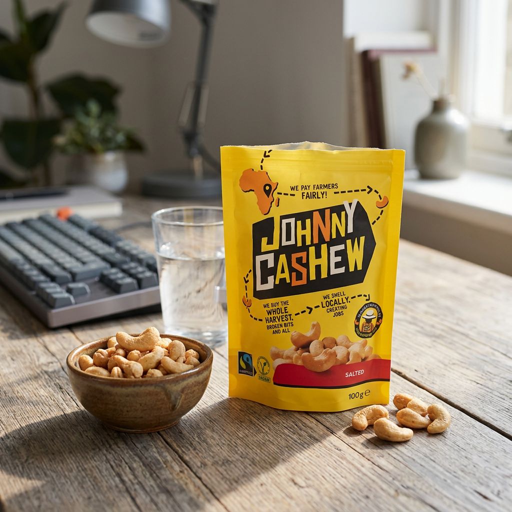 Johnny Cashew Salted, noix de cajou grillées et salées importées des USA, disponible sur My American Shop