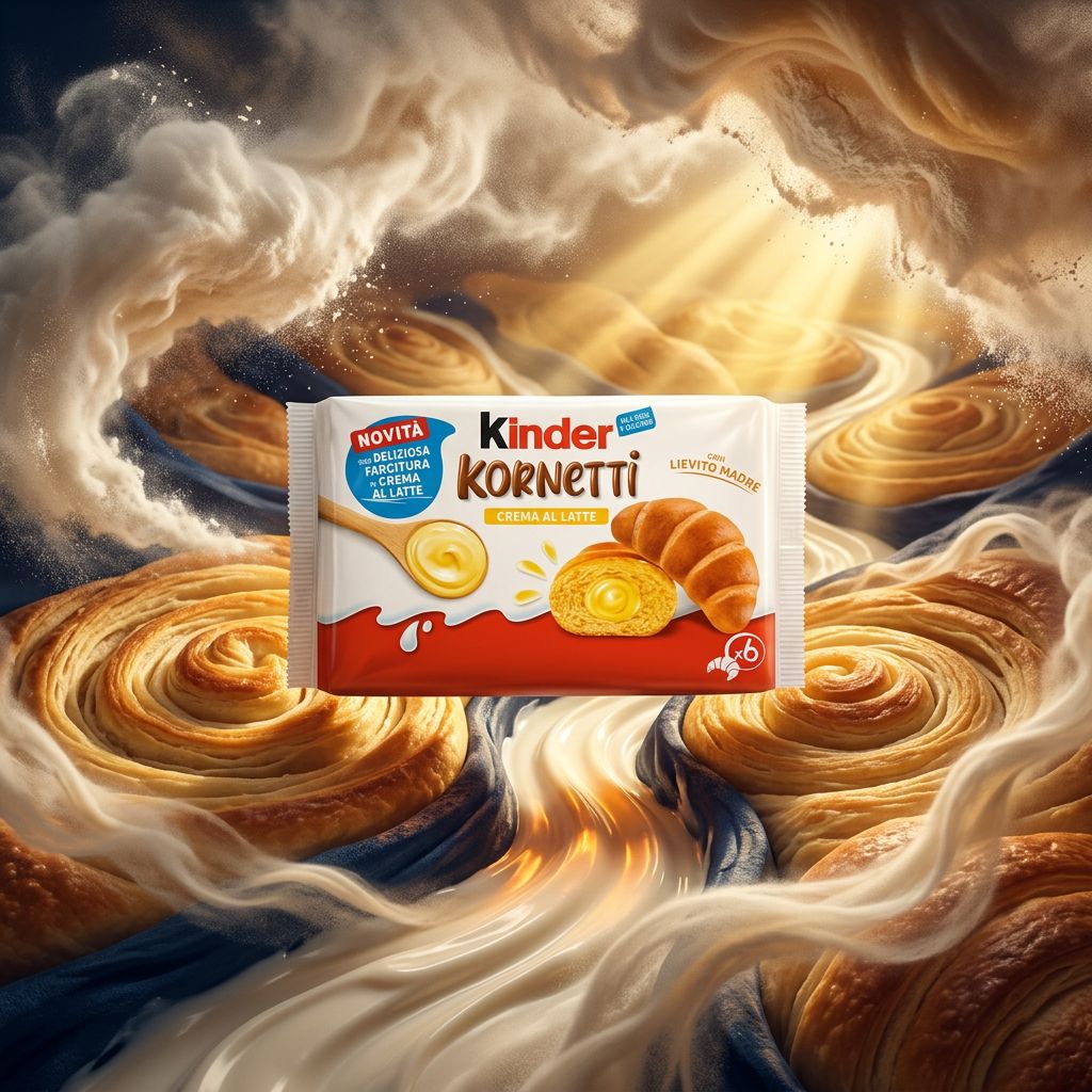 Kinder Kornetti Crema al Latte, croissant fourré crème au lait importé d'Italie, disponible sur My American Shop
