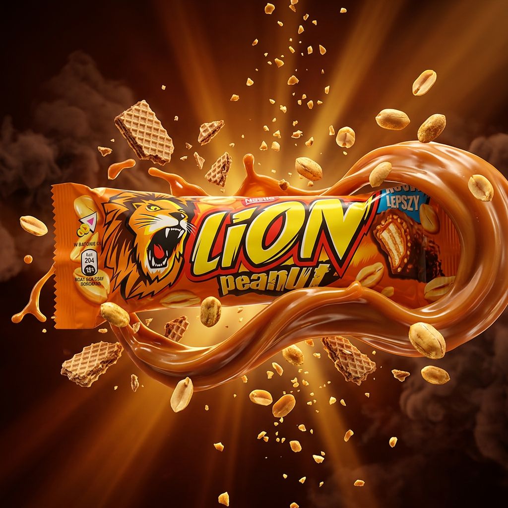 Lion Bar Peanut, barre chocolatée caramel gaufrette et cacahuètes grillées, disponible sur My American Shop