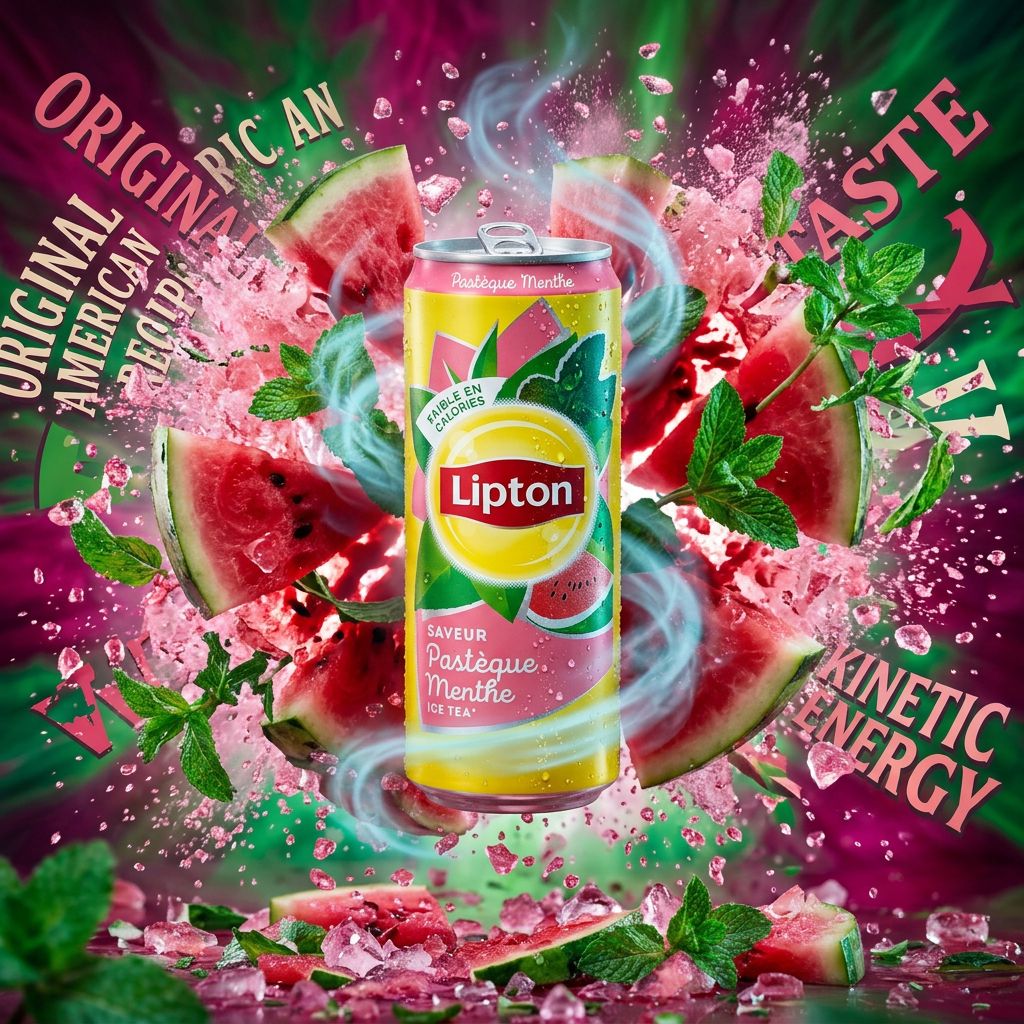 Lipton Ice Tea Mint Watermelon, canette saveur pastèque menthe, recette américaine, disponible sur My American Shop