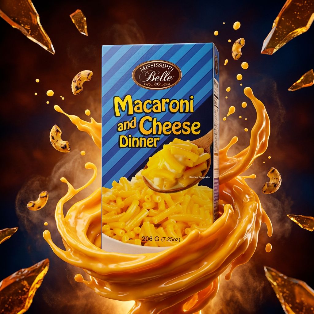 Mississippi Belle Macaroni & Cheese, boîte importée des États-Unis, sauce cheddar authentique, disponible sur My American Shop