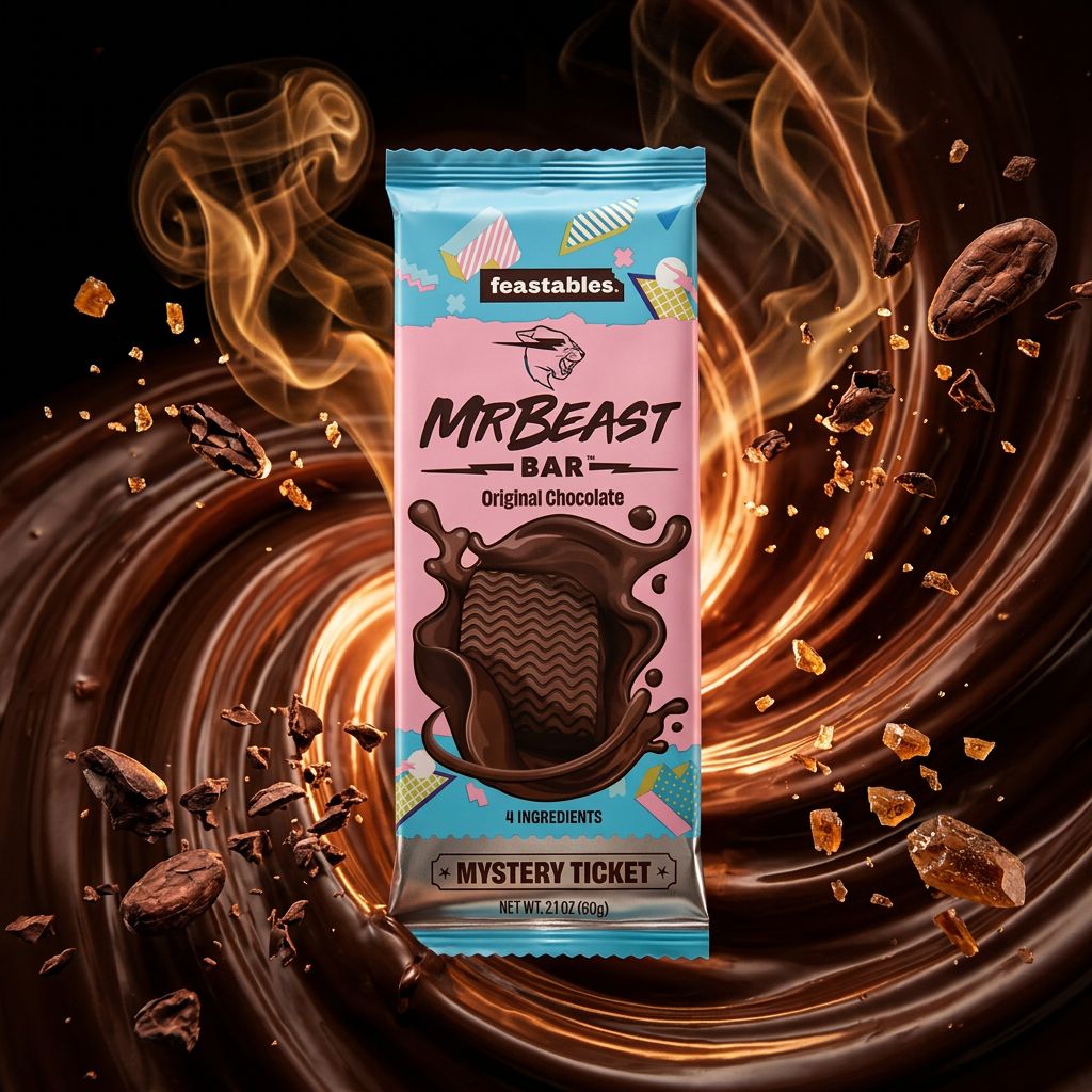 Feastables MrBeast Chocolate Bar Original, barre chocolat noir premium USA sans additifs, disponible sur My American Shop