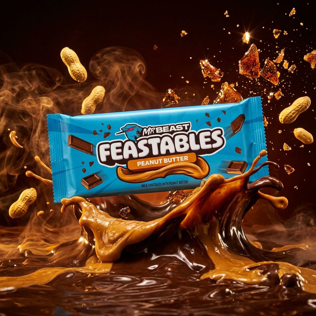 Feastables MrBeast barre chocolat beurre de cacahuète americaine 60g, disponible sur My American Shop