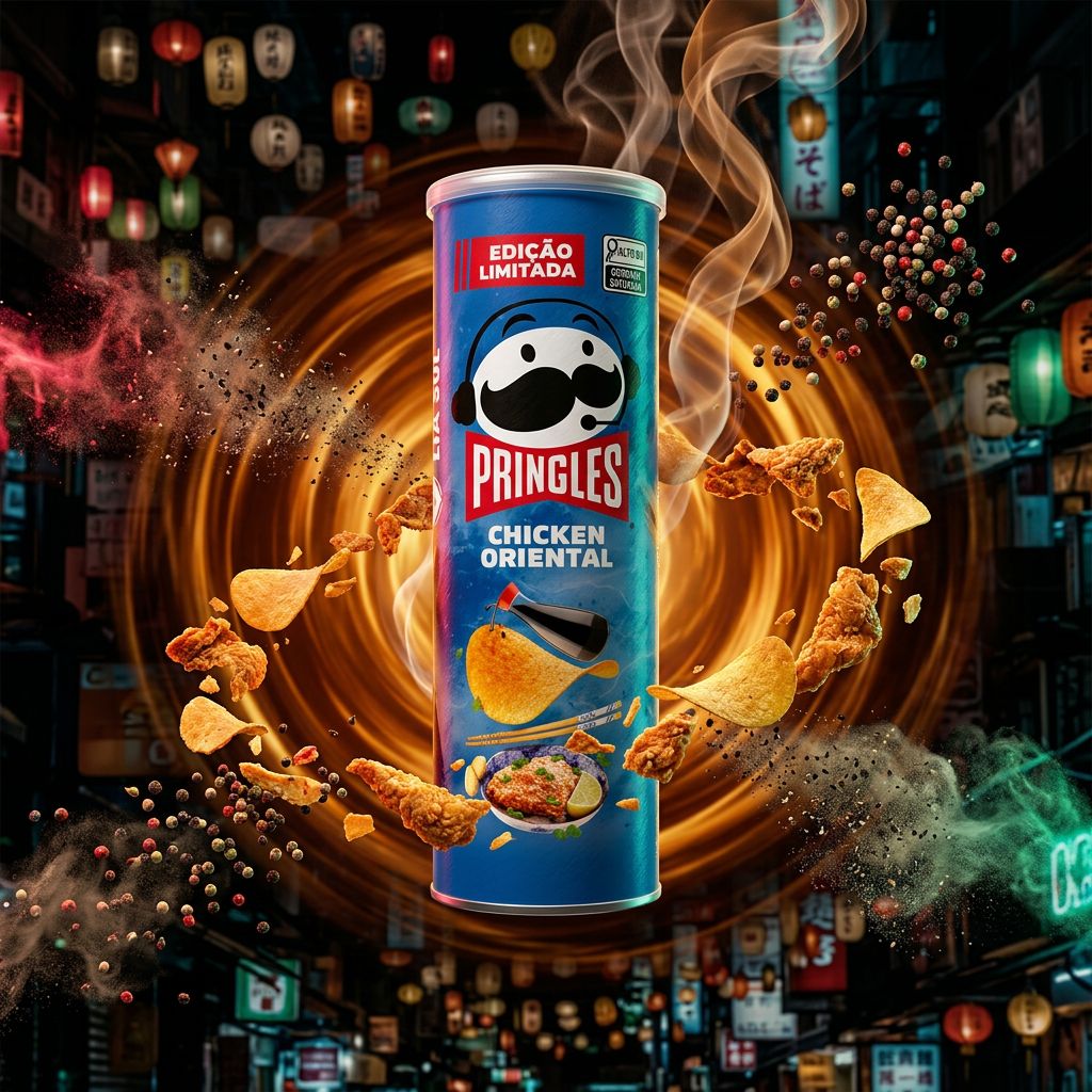 Pringles Chicken Oriental, chips saveur poulet frit et sauce orientale, boîte importée, disponible sur My American Shop