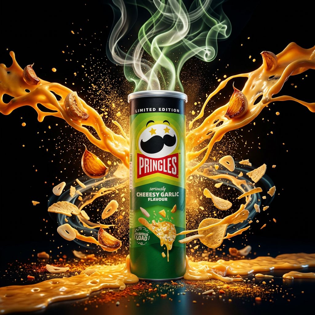 Pringles Rich Cheesy Garlic, chips fromage cheddar et ail, format tube, importées des USA, disponible sur My American Shop