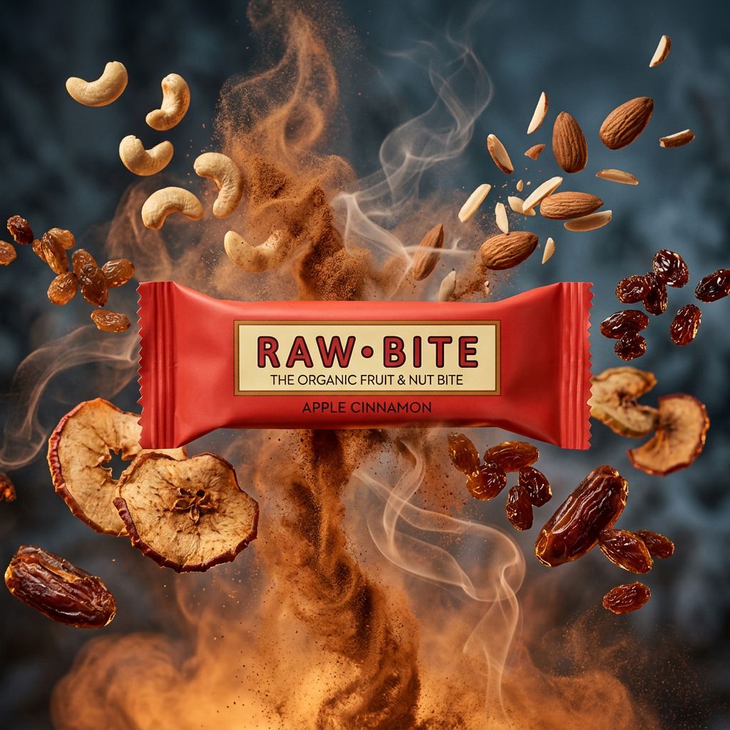 Rawbite barre bio pomme cannelle, vegane et sans gluten, origine Danemark, disponible sur My American Shop