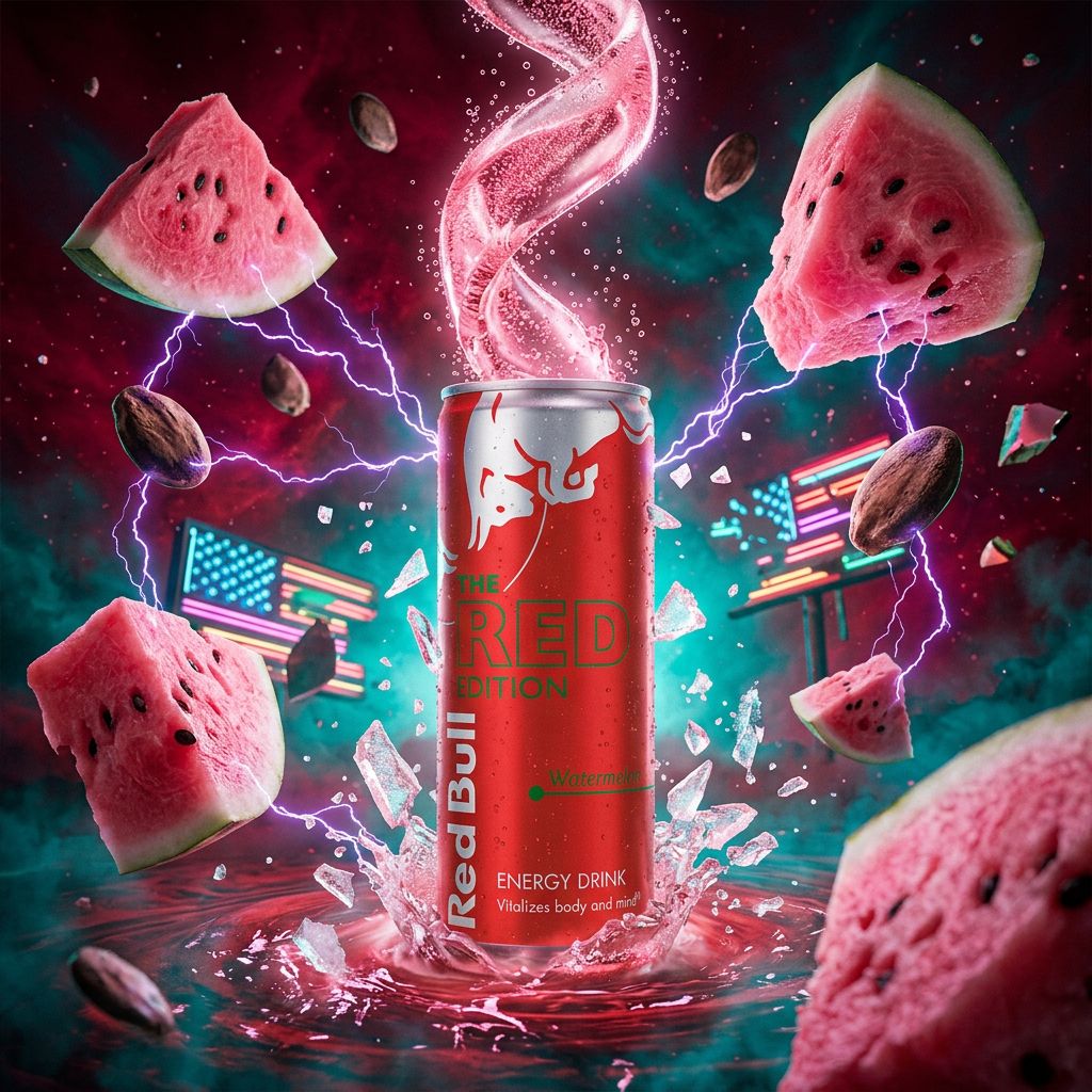 Red Bull Energy Drink Watermelon Edition 250ml, saveur pastèque, importé des USA, disponible sur My American Shop