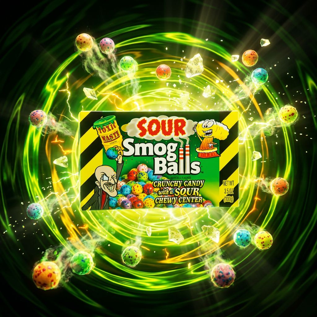 Toxic Waste Sour Smog Balls, billes acidulées croquantes importées des États-Unis, disponible sur My American Shop