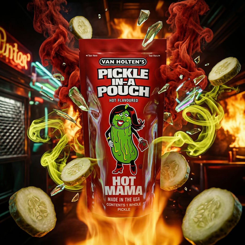 Van Holten's Hot Mama Pickle, cornichon géant épicé au paprika emballé sous vide, snack américain disponible sur My American Shop