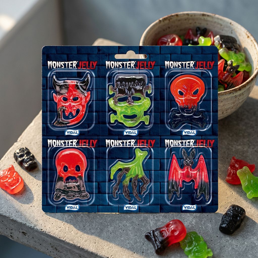 Vidal Monster Jelly, bonbons gélifiés monstres fruités et acidulés d'Espagne, disponible sur My American Shop