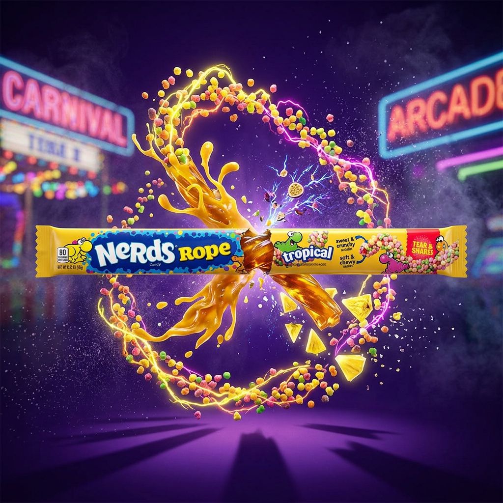 Wonka Nerds Rope Tropical, corde gélifiée bonbon américain saveur fruits exotiques, disponible sur My American Shop