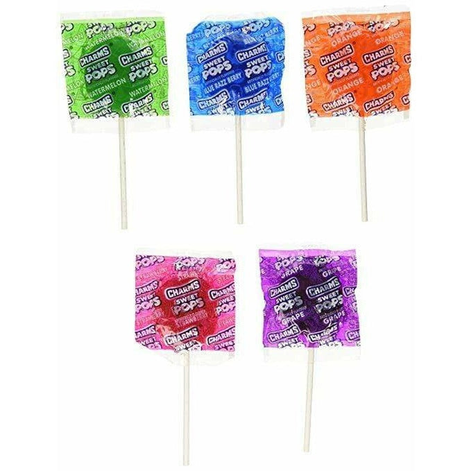 5 sucettes de couleurs différentes sur fond blanc : vert, bleu, orange, rose et mauve