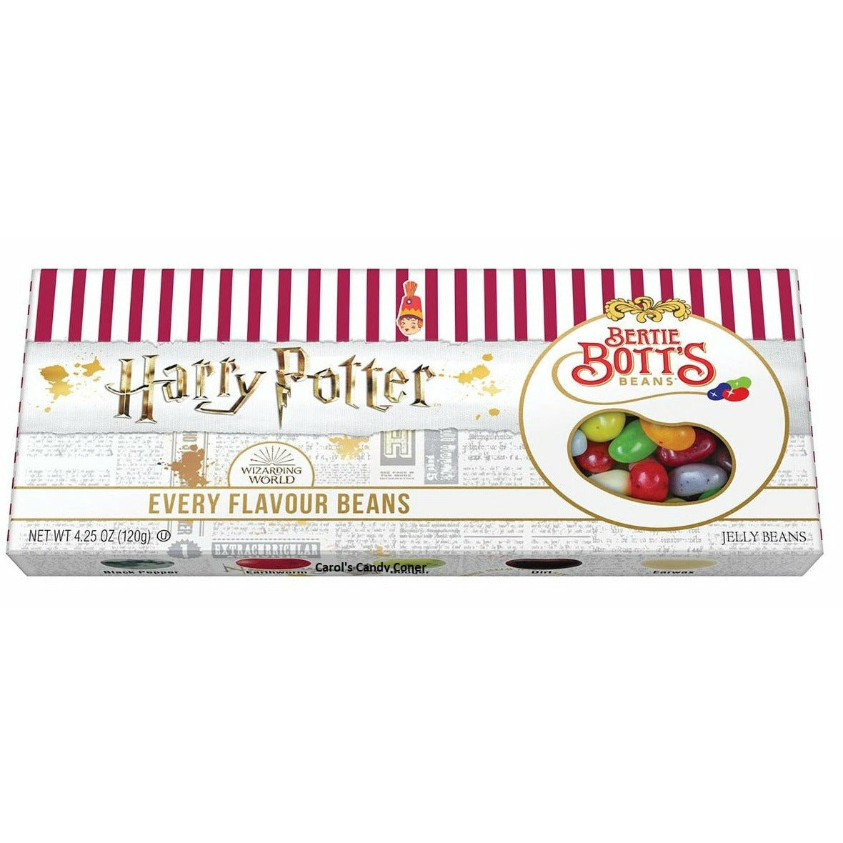 Un paquet blanc fond blanc avec à droite un petit rond qui dévoile des petits dragées de différentes couleurs et au-dessus des traits blanc et rouge