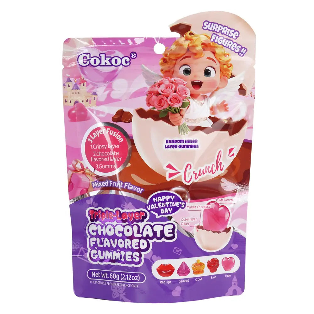 Cokoc Valentijnsdag-gummies met drie lagen en gemengde fruitsmaak
