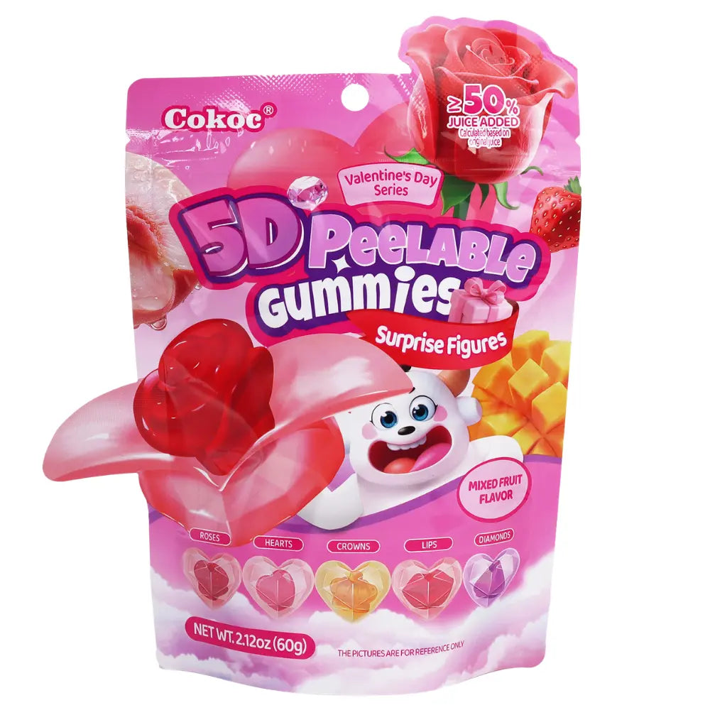 Cokoc 5D-afpelbare Valentijnsdag-gummies met gemengde fruitsmaak