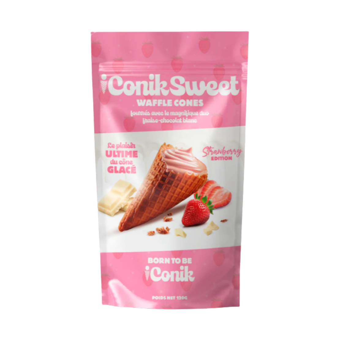 iConiksweet Waffle Cones White Chocolate & Strawberry - My American Shop