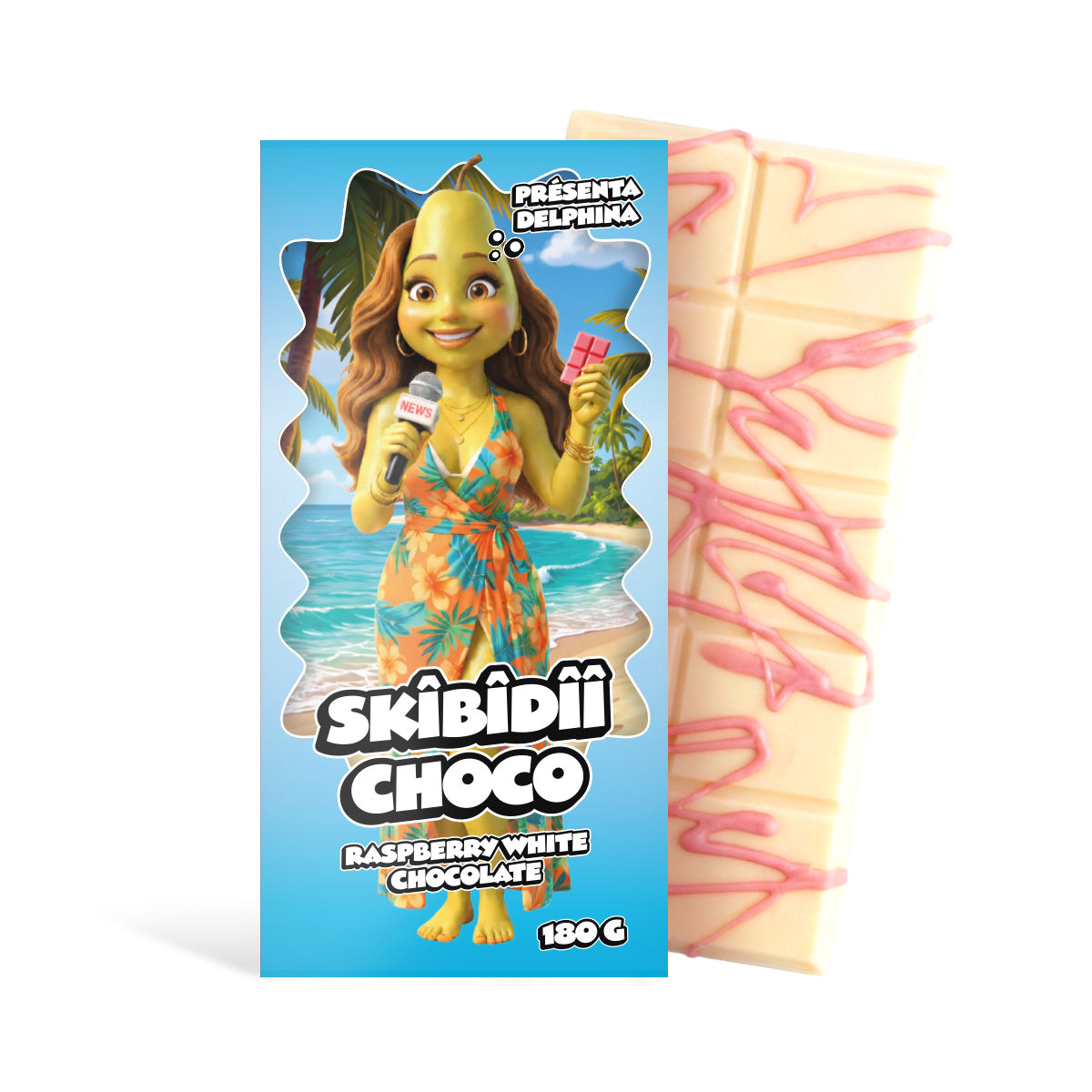 Skibidii Choco Presenta Delphina Raspberry White Chocolate - My American Shop