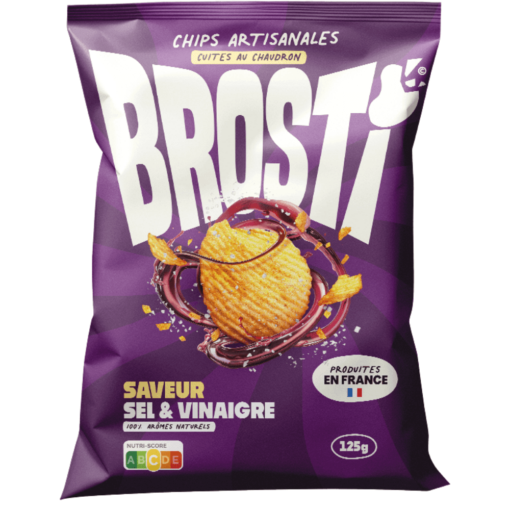 Brosti Sel & Vinaigre de McFly & Carlito, chips croustillantes cuites au chaudron et artisanales saveur sel et vinaigre – disponible sur My American Shop