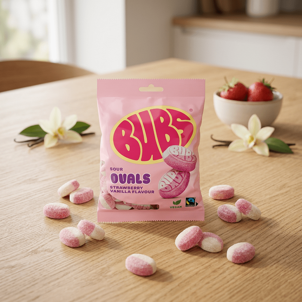 Bubs Godis Goody Sour Ovals Aardbei & Vanille