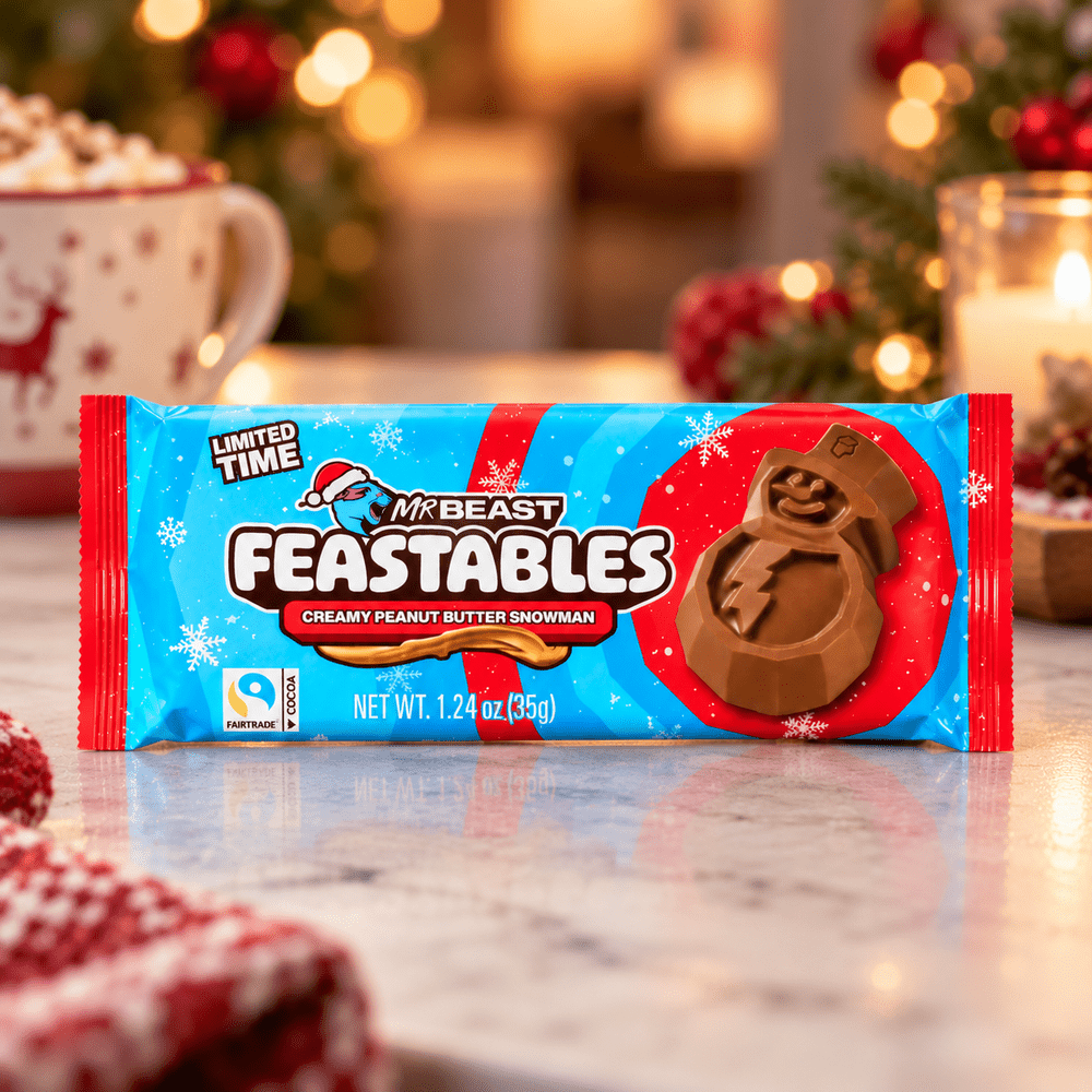 Mr Beast Feastables Snowman Cup melkchocolade met romige pinda
