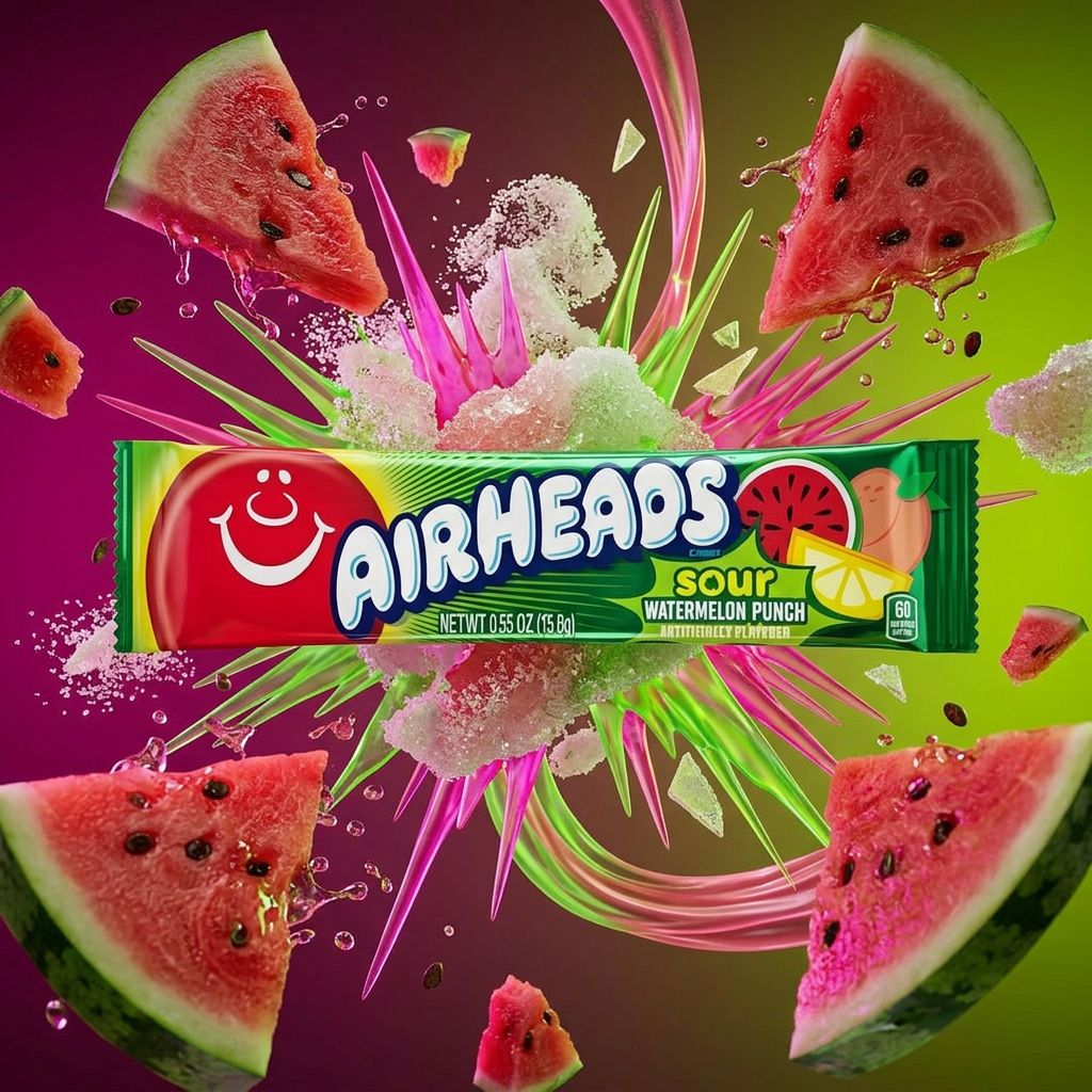 Airheads Sour Watermelon, bonbon américain acidulé saveur pastèque, importé des États-Unis, disponible sur My American Shop