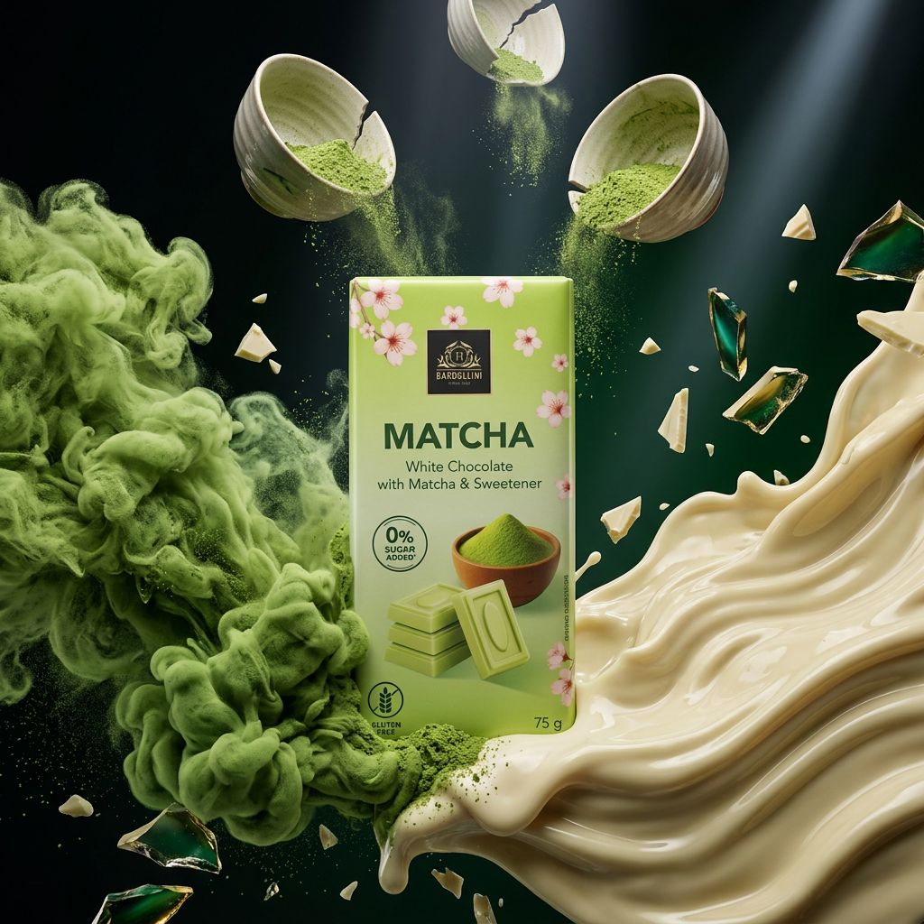 Bardollini Matcha White Chocolate Bar, tablette chocolat blanc matcha fusion japonaise, disponible sur My American Shop
