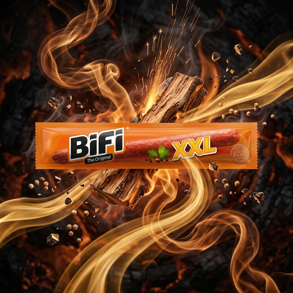 Bifi Original XXL, saucisse snack fumée au bois de hêtre format XXL, 25g protéines, disponible sur My American Shop