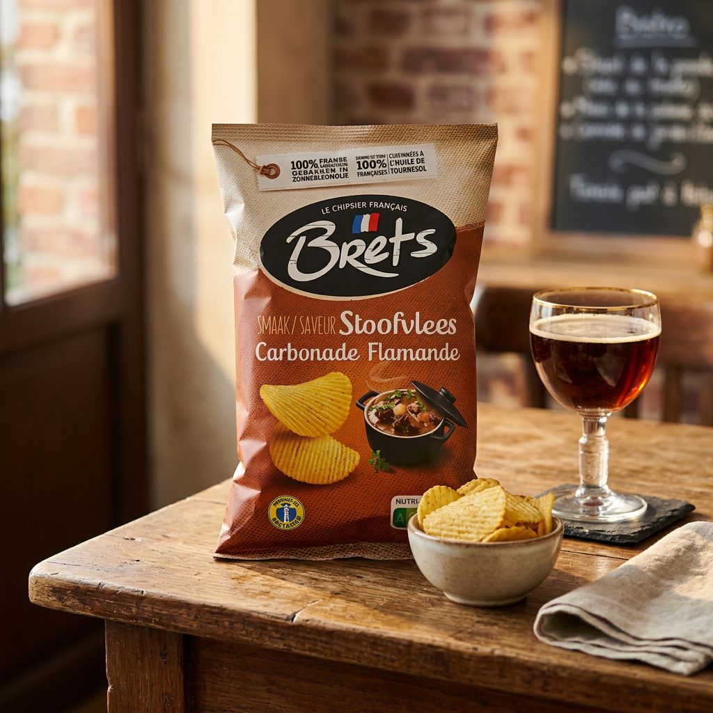 Chips Brets Carbonade Flamande, saveur bière brune et épices, format snack, origine France, disponible sur My American Shop
