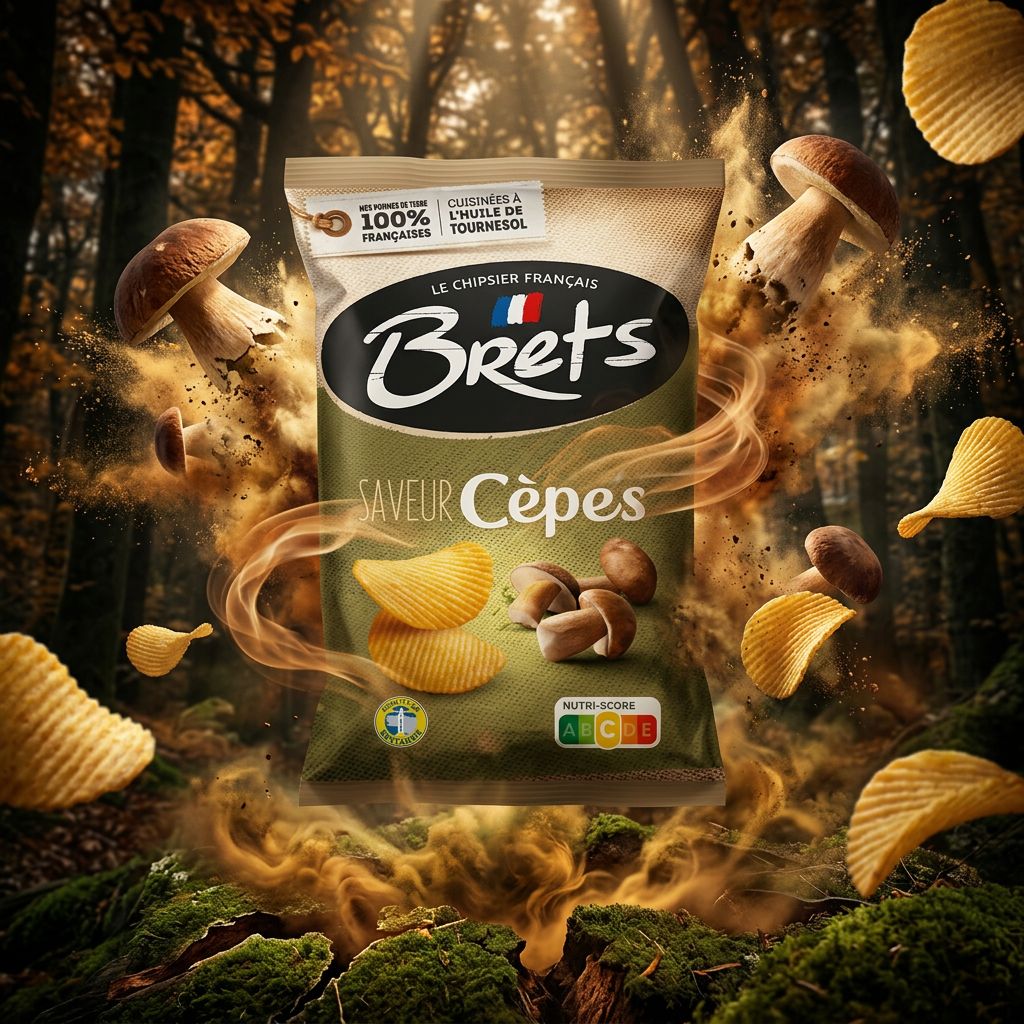 Chips Brets Flavour Cep Mushrooms, saveur cèpe et champignons des bois, origine France, disponible sur My American Shop