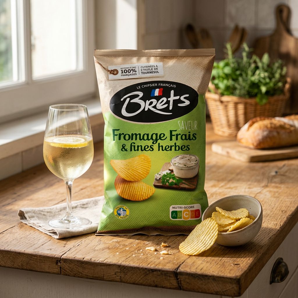 Chips Brets Flavour Fresh Cheese And Herbs, saveur fromage frais et herbes, snack premium français, disponible sur My American Shop