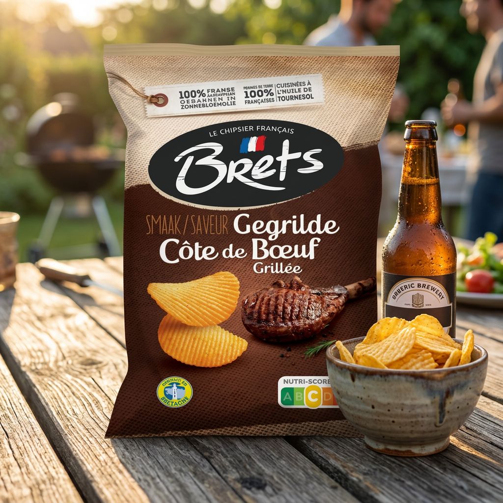 Chips Brets saveur Côte de bœuf grillée, format sachet premium, marque française, disponible sur My American Shop