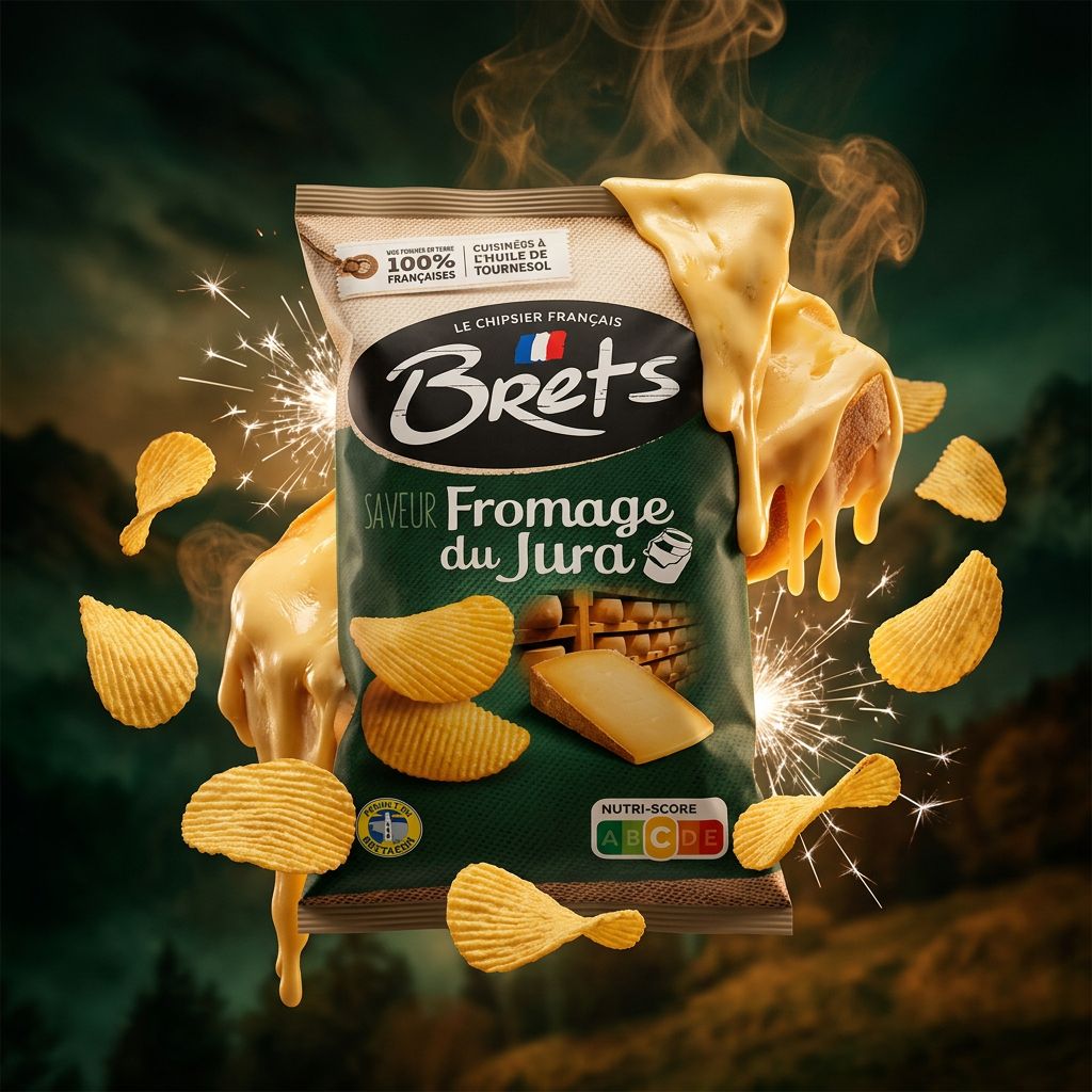 Chips Brets Flavour Jura Cheese au Comté AOP, snack premium français, disponible sur My American Shop