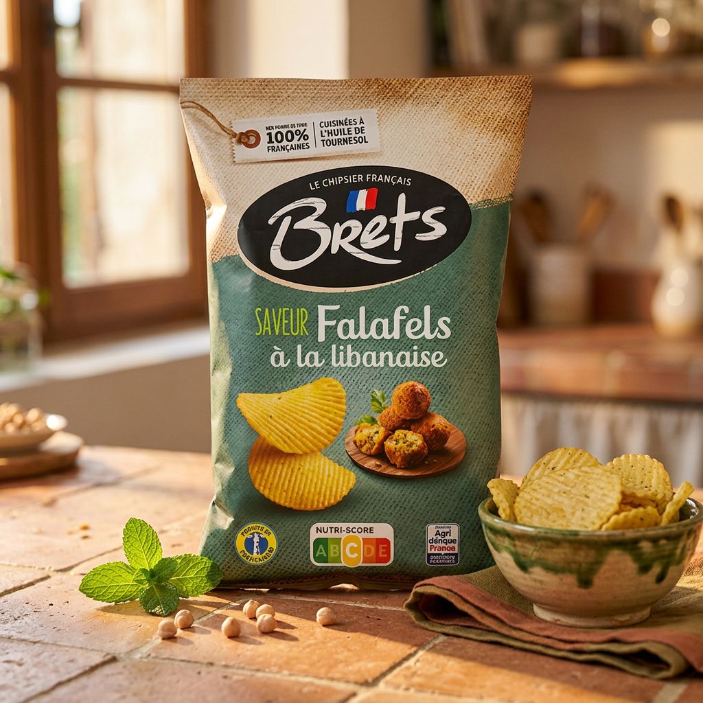 Chips Brets Flavour Lebanese Falafel, saveur falafel libanais épicé, format sachet, disponible sur My American Shop