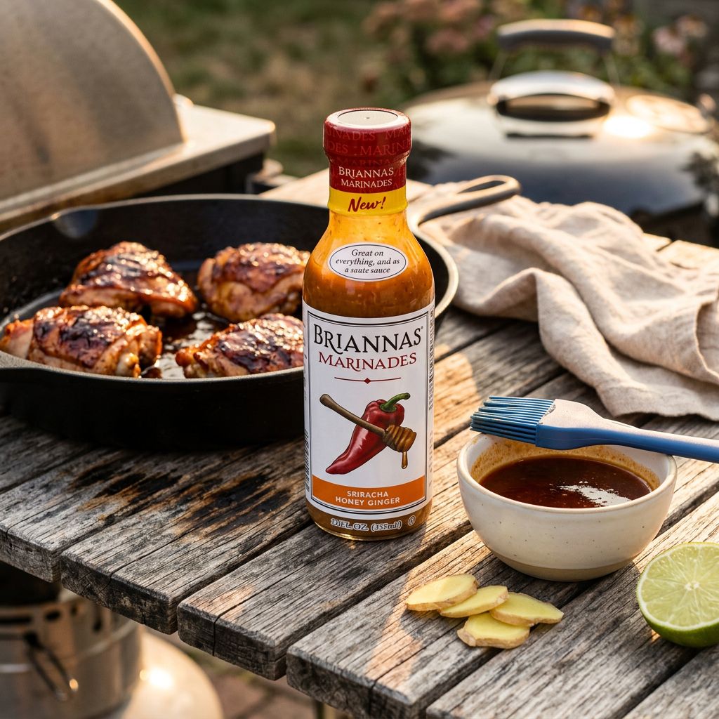 Marinade Brianna's Sriracha Honey Ginger, saveur piment-miel-gingembre, importée du Texas, disponible sur My American Shop