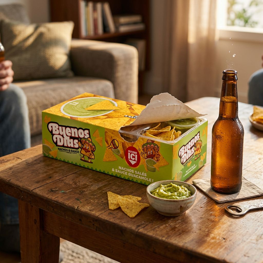 Buenos Dias Nachos Salés et Sauce Guacamole, kit apéro duo maïs et dip avocat, disponible sur My American Shop