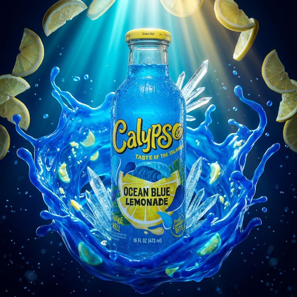 Calypso Ocean Blue Lemonade, limonade artisanale américaine bleue 473ml, disponible sur My American Shop