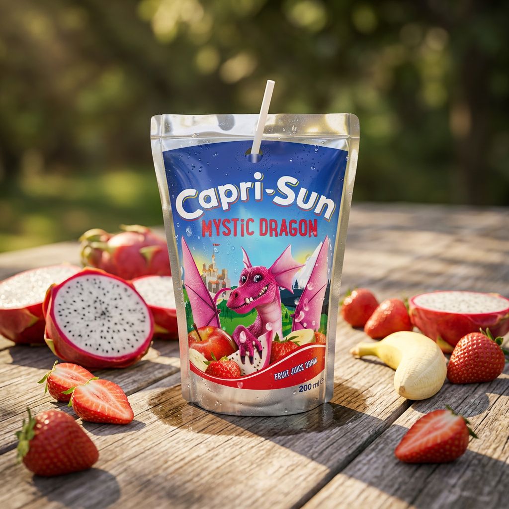 Capri Sun Mystic Dragon, poche fruitée pitaya fraise banane, édition rare, disponible sur My American Shop