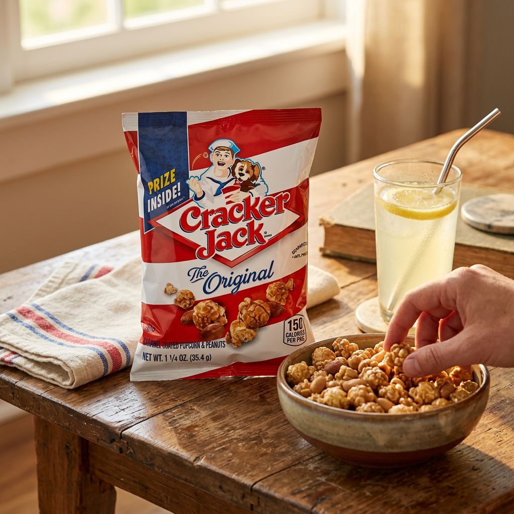 Cracker Jack Original, popcorn caramel americain croquant, snack traditionnel en sachet disponible sur My American Shop
