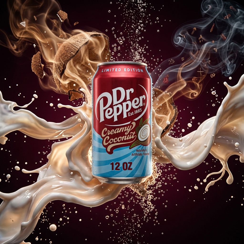 Dr Pepper Creamy Coconut, soda américain édition limitée en canette, disponible sur My American Shop